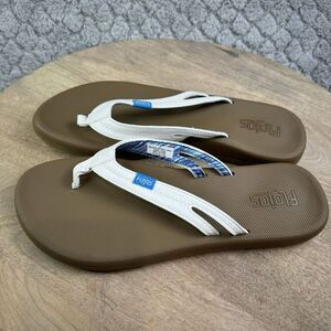 Flojos Womens Multicolor Flip Flops‎ With White Straps Size 10 NWOT